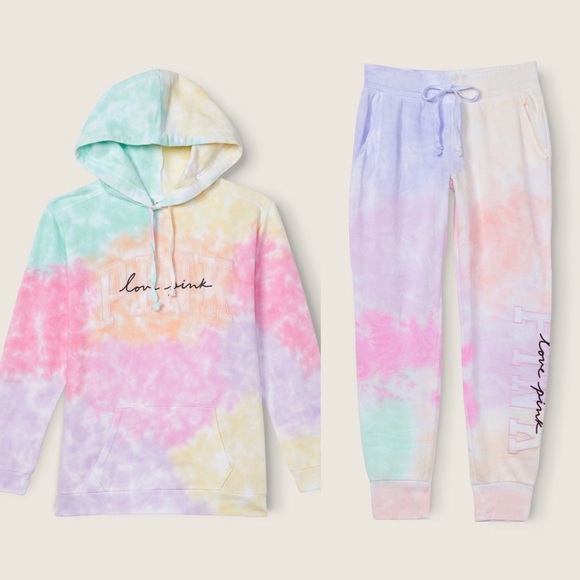 PINK Victoria's Secret Pants - ❌SOLD ON E.BAY❌ VS PINK FREYA TIE DYE PULLOVER HOODIE AND FLEECE JOGGERS